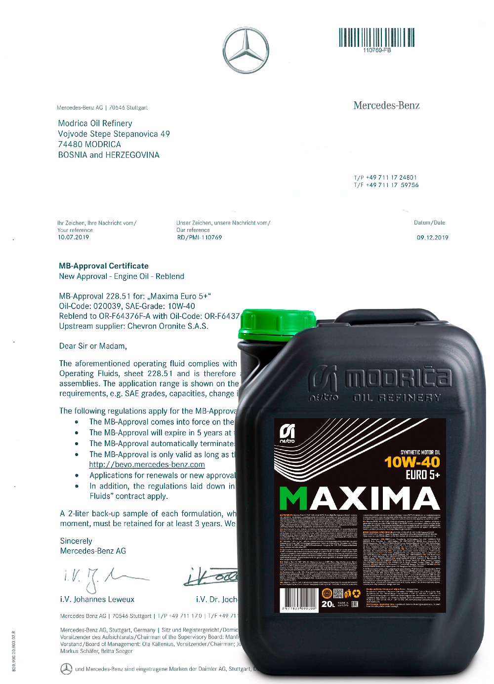 MB Approval 228.51 - Maxima Euro 5+ SAE 10W-40